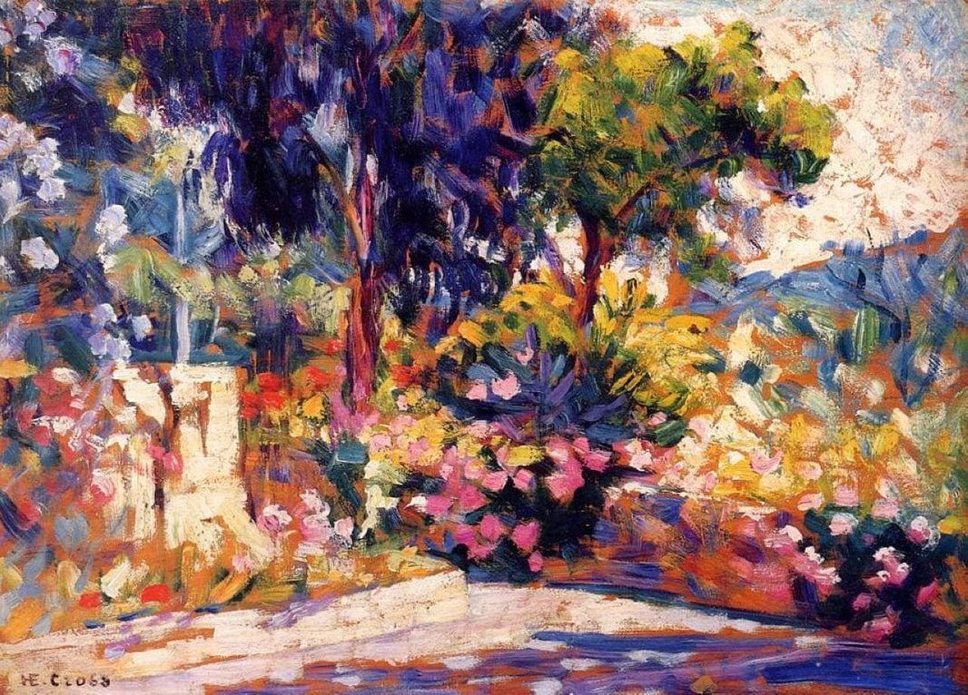 The Flowered Terrace by Henri-Edmond Cross — hand-painted botanical oil painting reproduction on canvas