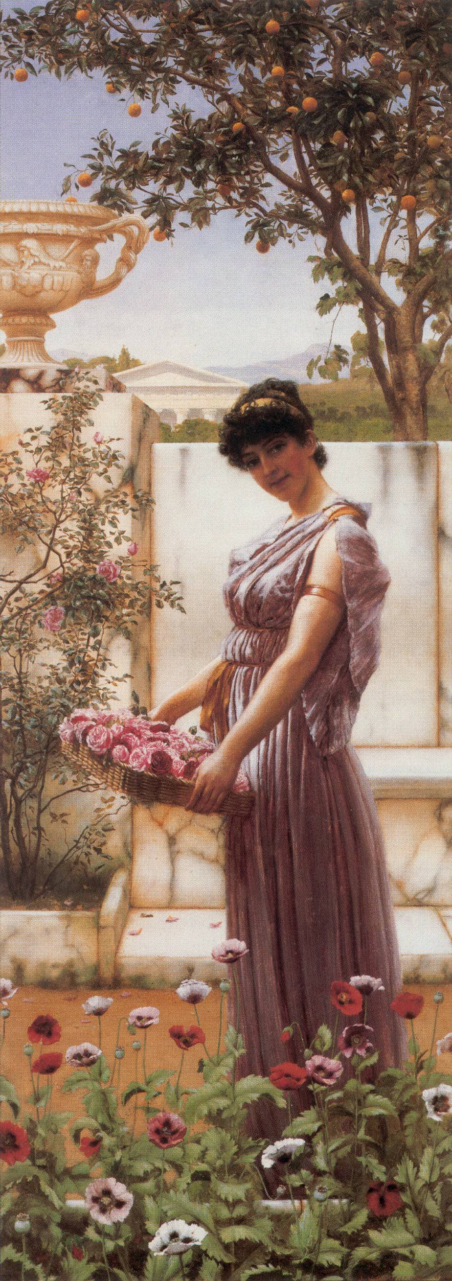 The Flowers of Venus by John William Godward, hand-painted botanical oil painting reproduction on canvas