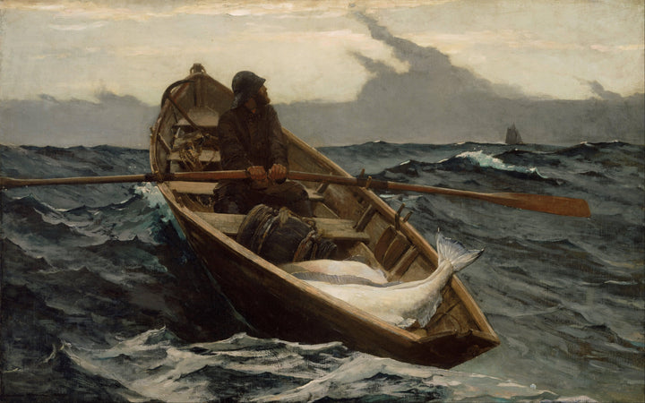The Fog Warning by Winslow Homer — hand-painted landscape oil painting reproduction on canvas