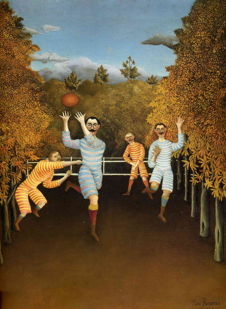 The Football Players (soccer) by Henri Rousseau — hand-painted botanical oil painting reproduction on canvas
