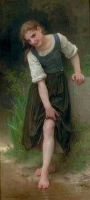 The Ford by William-Adolphe Bouguereau, female oil painting wall art, Academicism