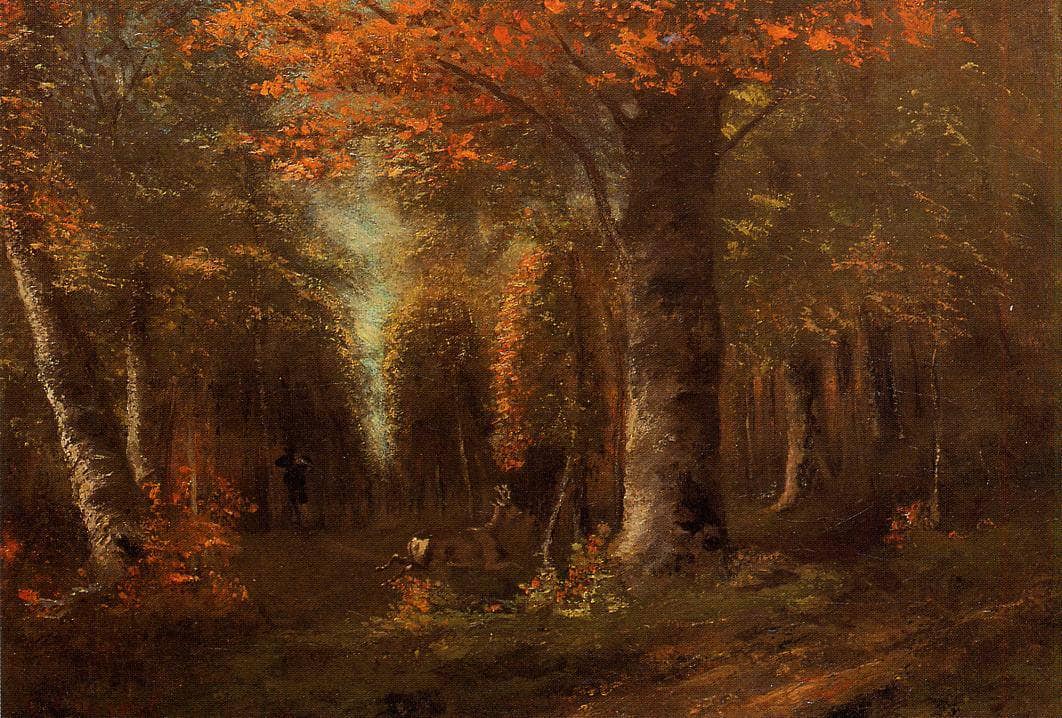 The Forest in Autumn by Gustave Courbet — hand-painted animal oil painting reproduction on canvas