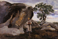 The Forest of Fontainebleau by Camille Corot — hand-painted cultural oil painting reproduction on canvas