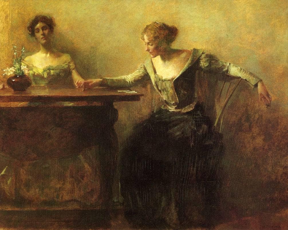 The Fortune Teller by Thomas Dewing — hand-painted portrait oil painting reproduction on canvas