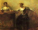 The Fortune Teller by Thomas Dewing — female oil painting wall art, Tonalism