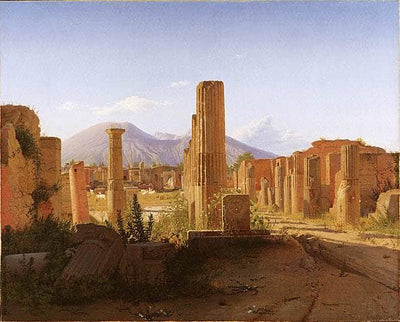 The Forum, Pompeii, with Vesuvius in the Distance by Christen Kobke — oil painting reproduction