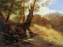The fountain of Genzano by Gabriele Smargiassi — rural oil painting wall art, Romanticism