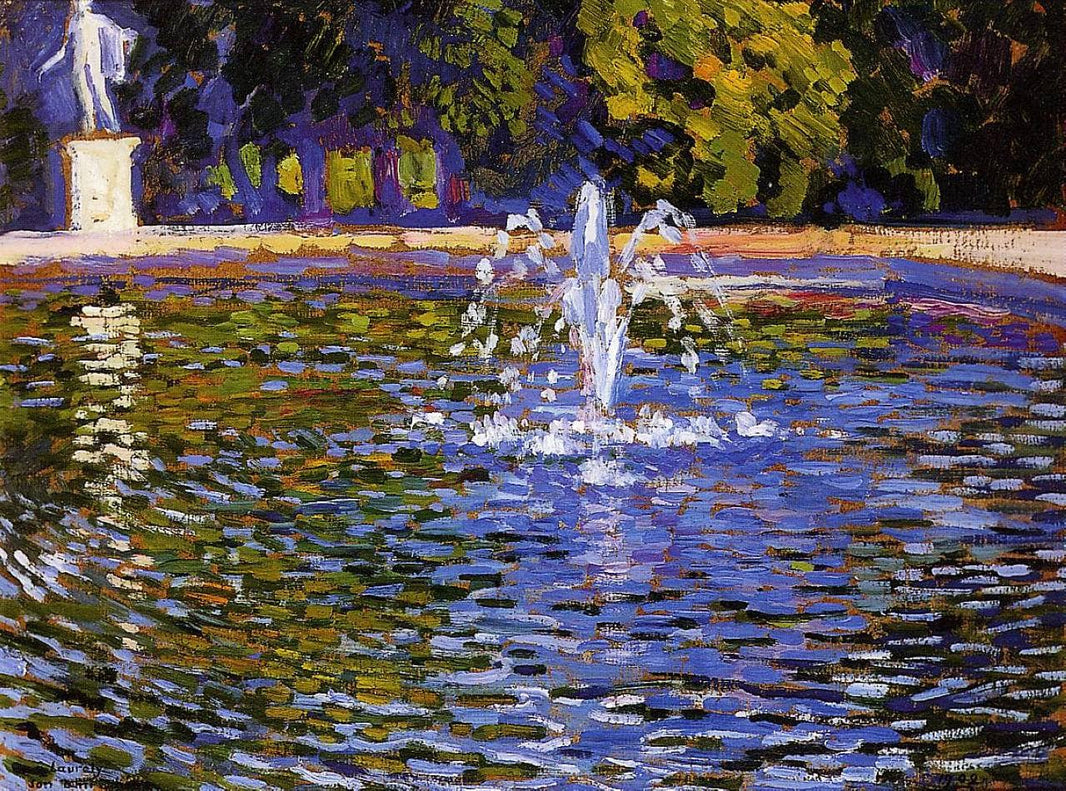 The Fountain - Parc Sans Souci at Potsdam by Theo van Rysselberghe — hand-painted botanical oil painting reproduction on canvas