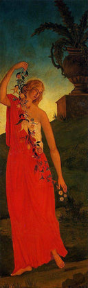 The Four Seasons, Spring by Paul Cezanne, female oil painting wall art, Romanticism