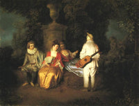 The Foursome by Antoine Watteau — hand-painted landscape oil painting reproduction on canvas