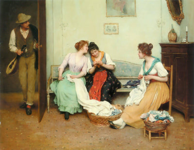The Friendly Gossips by Eugene de Blaas — oil painting reproduction