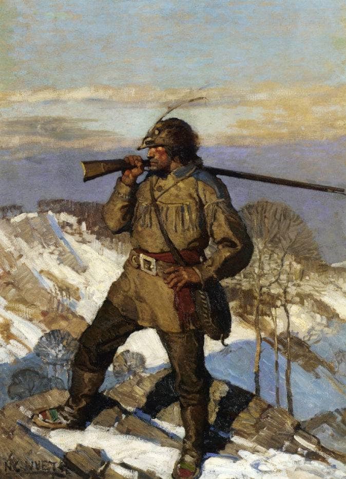 The Frontiersman Pupular Magazine cover Illustration by N.C. Wyeth — hand-painted cultural oil painting reproduction on canvas