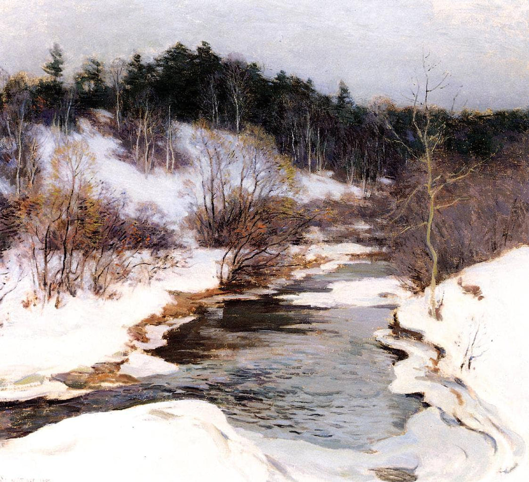 The Frozen Pool, March by Willard Metcalf — hand-painted botanical oil painting reproduction on canvas