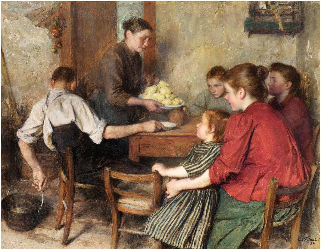 The frugal meal by Émile Friant — hand-painted portrait oil painting reproduction on canvas