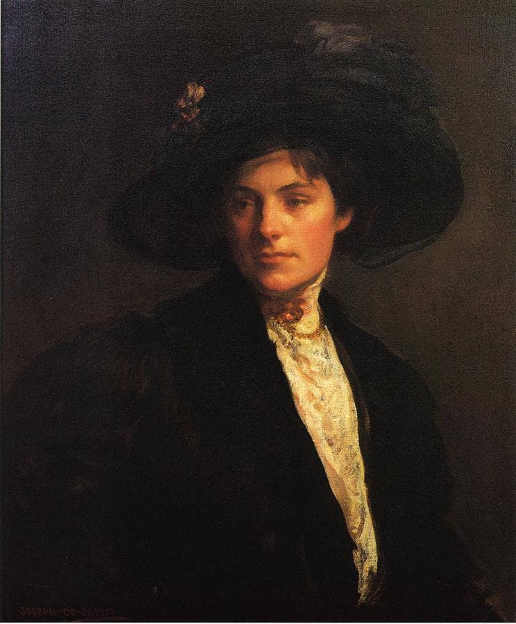 The Fur Jacket by Joseph DeCamp — hand-painted portrait oil painting reproduction on canvas