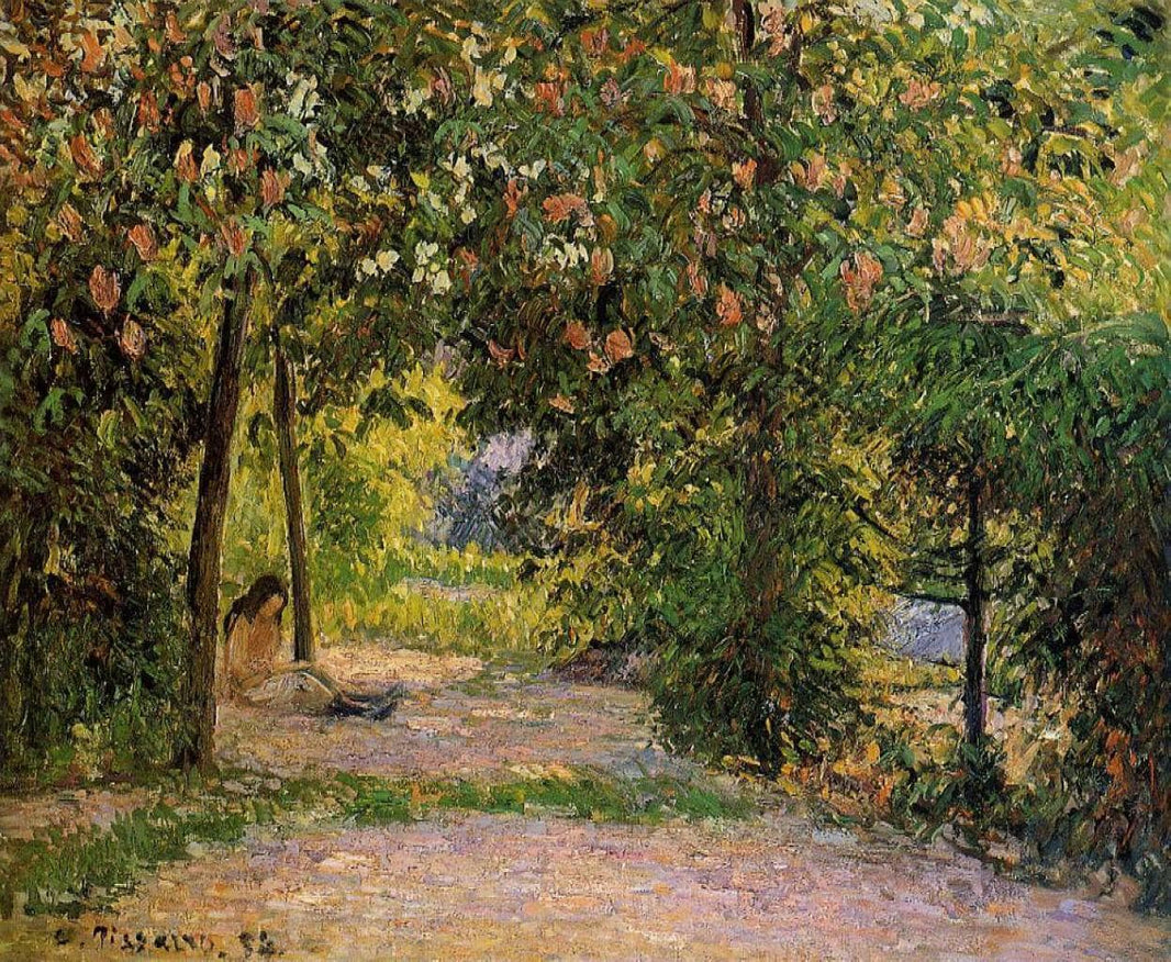 The Garden in Spring, Eragny by Camille Pissarro — hand-painted botanical oil painting reproduction on canvas