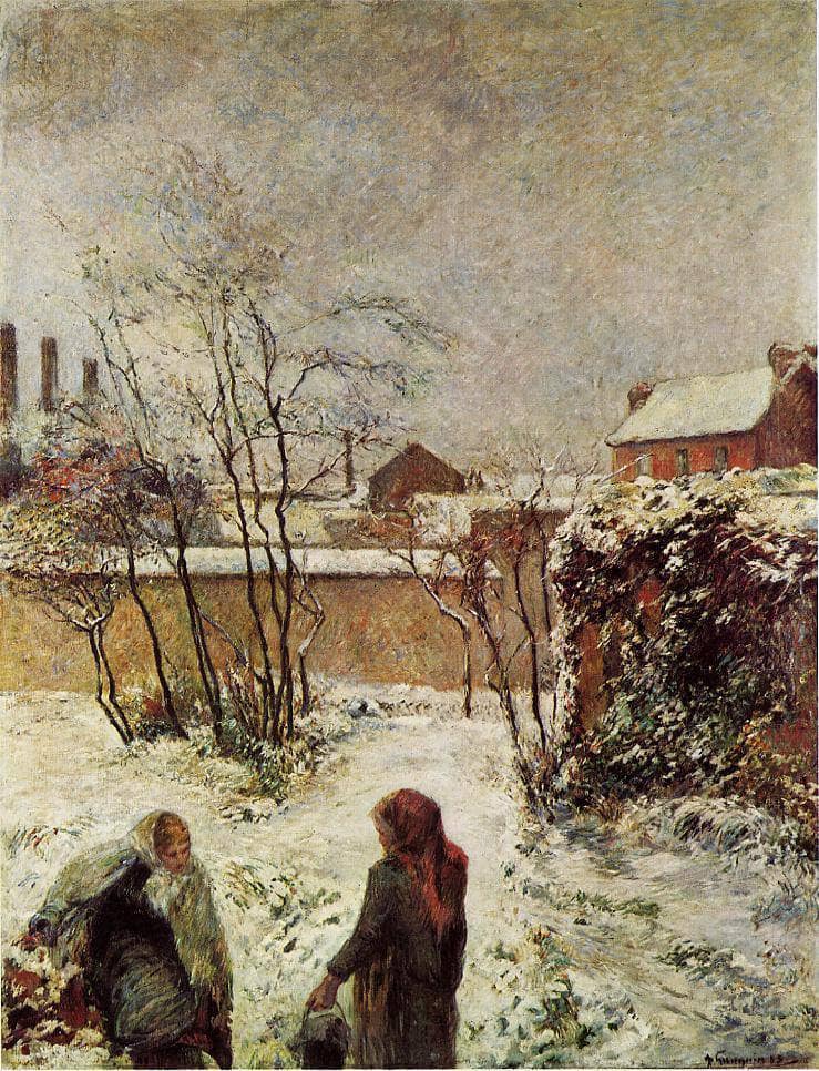 The garden in winter, rue Carcel by Paul Gauguin — hand-painted botanical oil painting reproduction on canvas