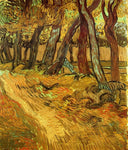 The Garden of Saint-Paul Hospital with Figure by Vincent van Gogh — forest oil painting wall art, Post Impressionism