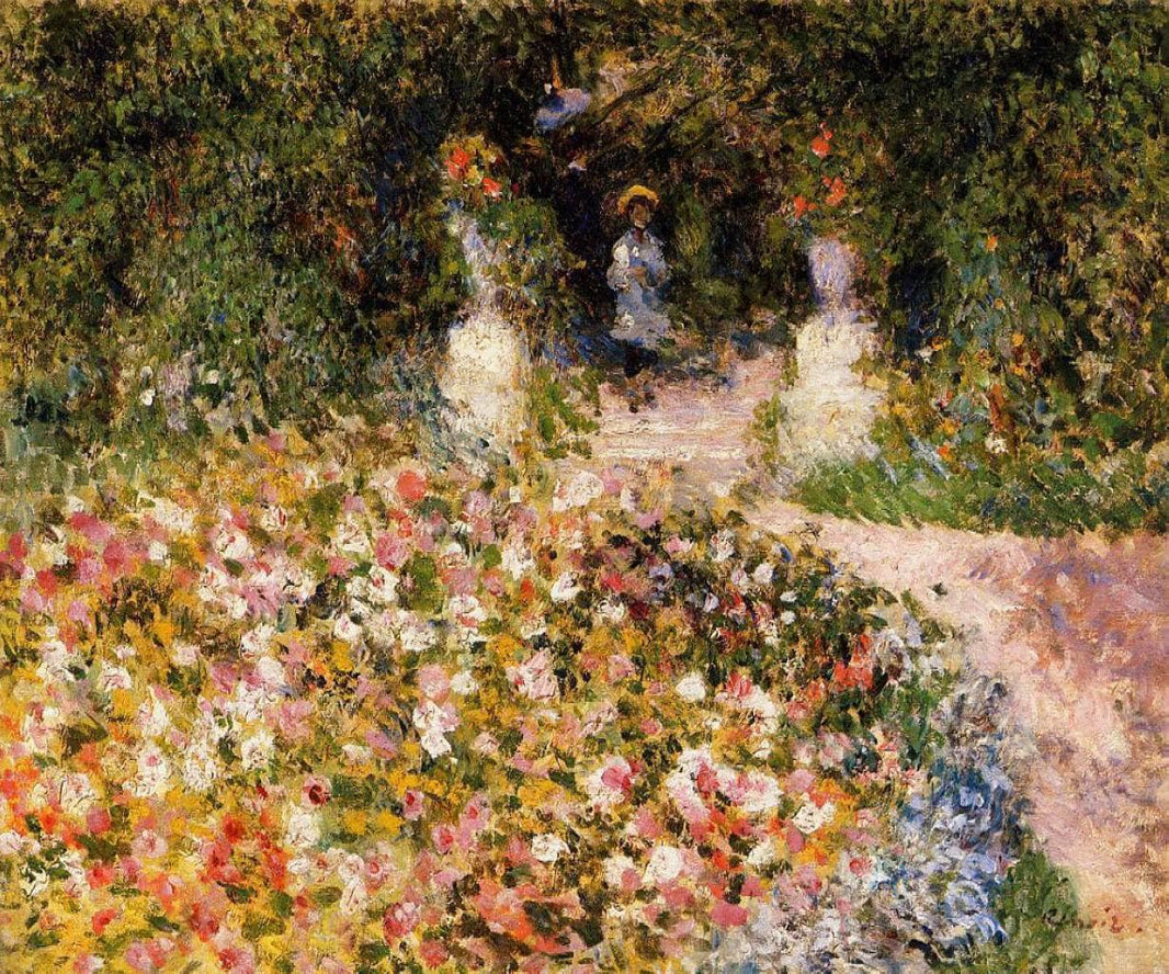 The Garden by Pierre-Auguste Renoir — hand-painted botanical oil painting reproduction on canvas