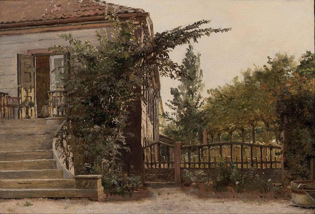 The Garden Steps Leading to the Artist's Studio on Blegdammen by Christen Kobke — hand-painted architectural oil painting reproduction on canvas