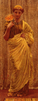 The Gilded fan by Albert Joseph Moore, female oil painting wall art, Academicism