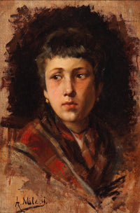 The girl from Chioggia by Alessandro Milesi — hand-painted portrait oil painting reproduction on canvas