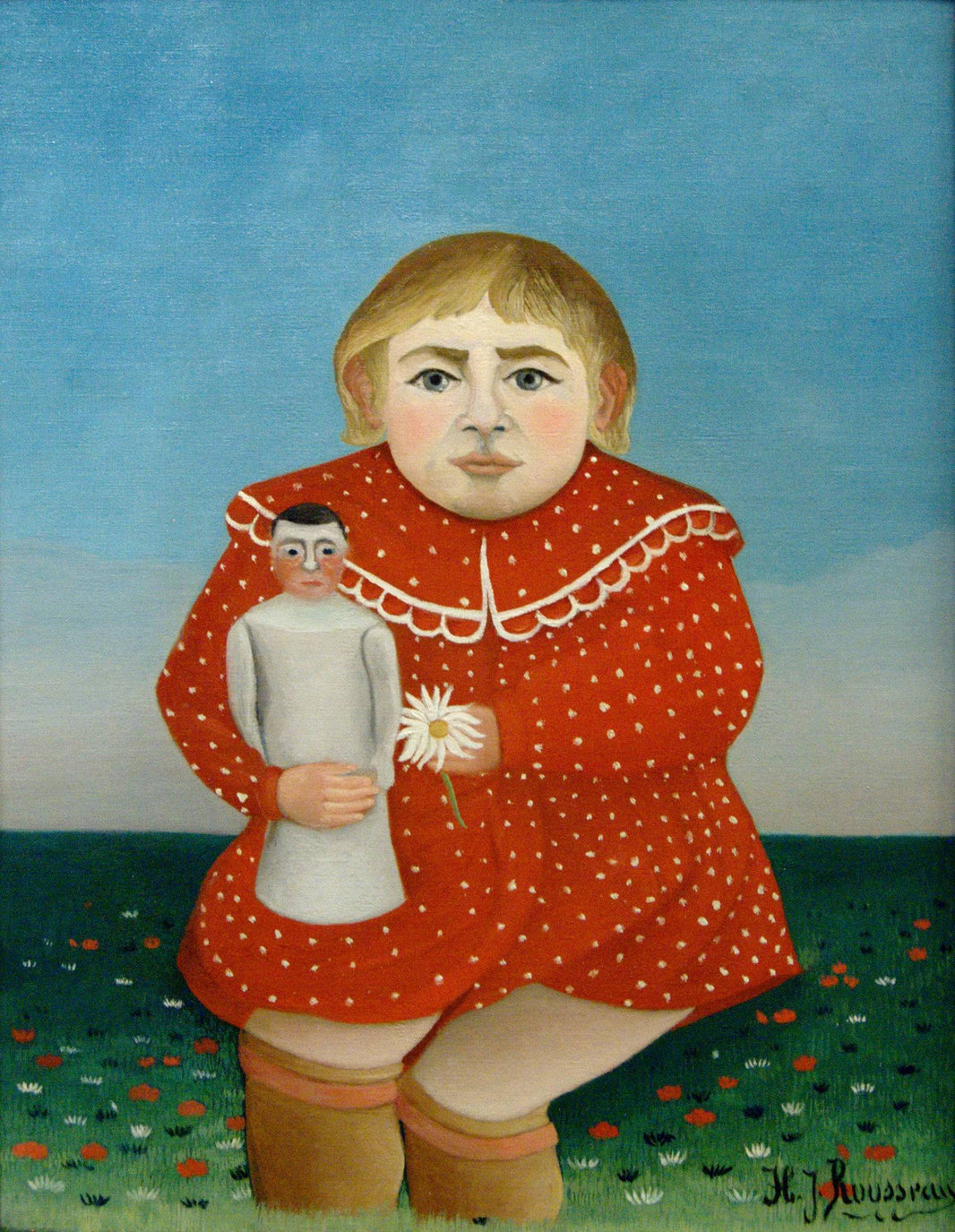 The girl with a doll by Henri Rousseau, hand-painted portrait oil painting reproduction on canvas