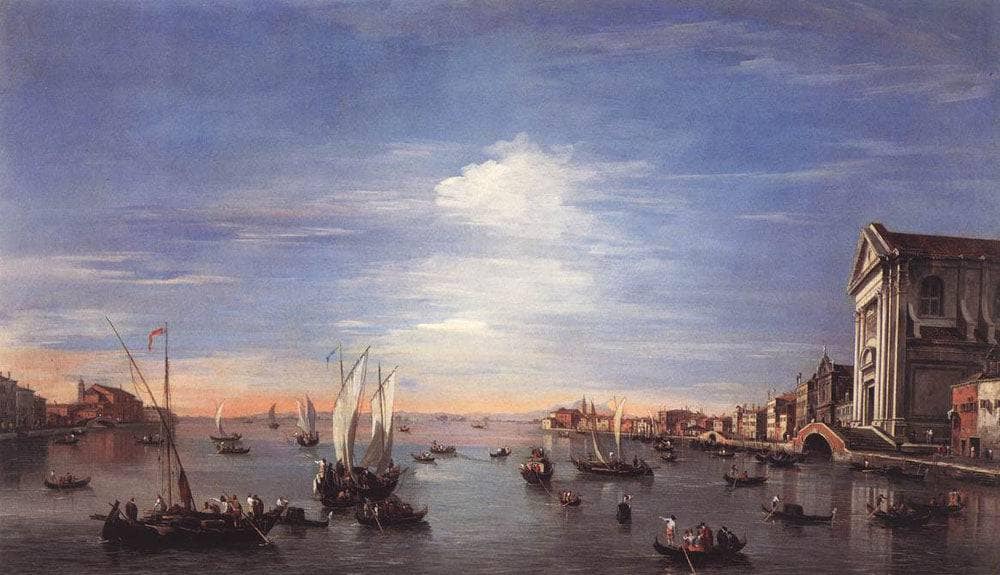 The Giudecca Canal with the Zattere by Francesco Guardi — hand-painted landscape oil painting reproduction on canvas