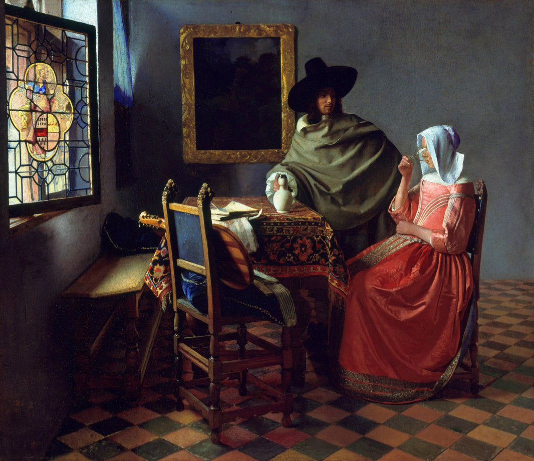 The glass of wine by Johannes Vermeer — hand-painted portrait oil painting reproduction on canvas