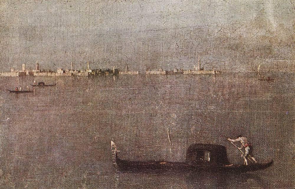 The Gondola on the Lagoon by Francesco Guardi — hand-painted landscape oil painting reproduction on canvas