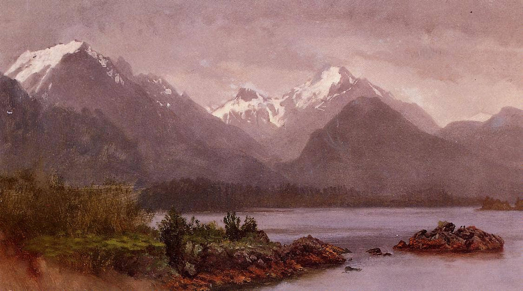 The Grand Tetons, Wyoming by Albert Bierstadt — hand-painted botanical oil painting reproduction on canvas