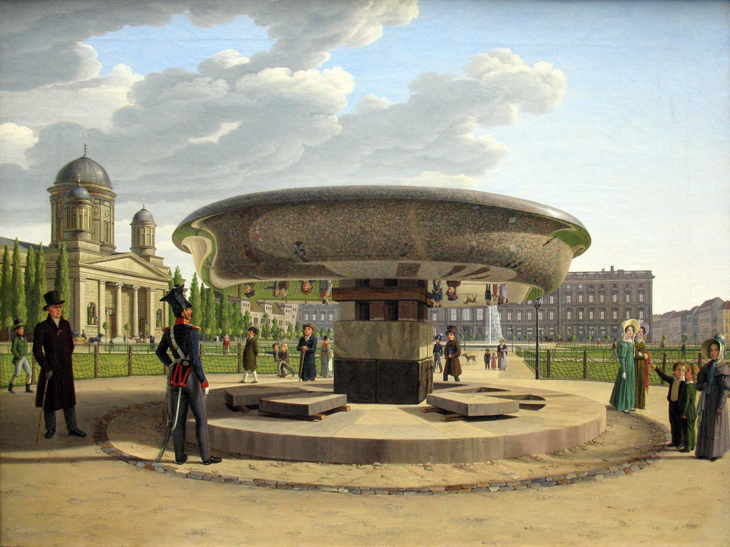The Granite Basin in the Berlin Lustgarten by Johann Erdmann Hummel — hand-painted architectural oil painting reproduction on canvas