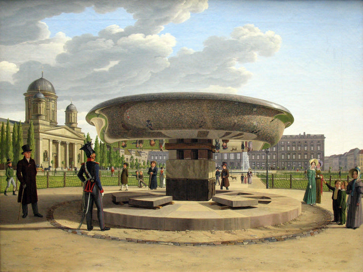 The Granite Basin in the Berlin Lustgarten by Johann Erdmann Hummel — hand-painted architectural oil painting reproduction on canvas