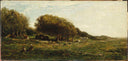 The graves of Villerville nemed also meadow with a view on the sea by Charles-Francois Daubigny, rural oil painting wall art, Realism