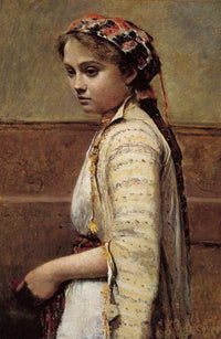 The Greek Girl (Mlle. Dobigny) by Camille Corot — hand-painted portrait oil painting reproduction on canvas
