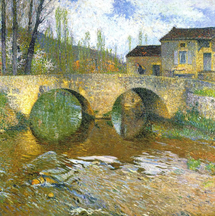 The Green Bridge by Henri Martin — hand-painted architectural oil painting reproduction on canvas