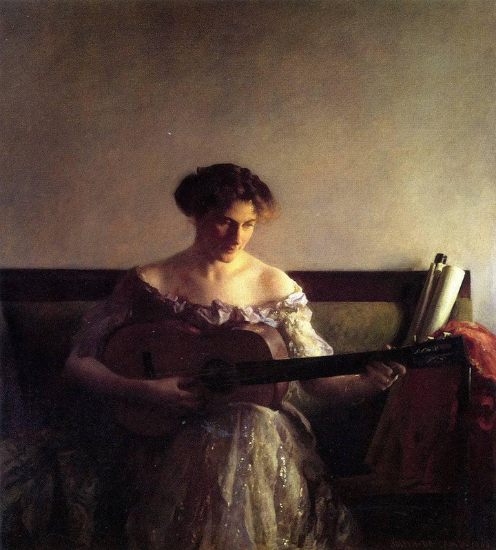 The Guitar Player by Joseph DeCamp — hand-painted portrait oil painting reproduction on canvas