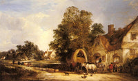 The Half Way House, Thatcham by William Shayer — hand-painted animal oil painting reproduction on canvas