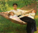 The Hammock by Joseph DeCamp — female oil painting wall art, Impressionism