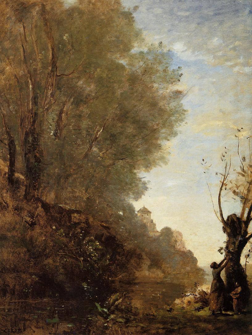 The Happy Isle by Camille Corot — hand-painted botanical oil painting reproduction on canvas