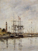 The Harbor at Deauville by Eugene Boudin — hand-painted landscape oil painting reproduction on canvas