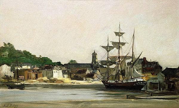 The Harbour at Honfleur by Charles-Francois Daubigny — hand-painted landscape oil painting reproduction on canvas