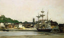 The Harbour at Honfleur by Charles-Francois Daubigny — ships oil painting wall art, Realism