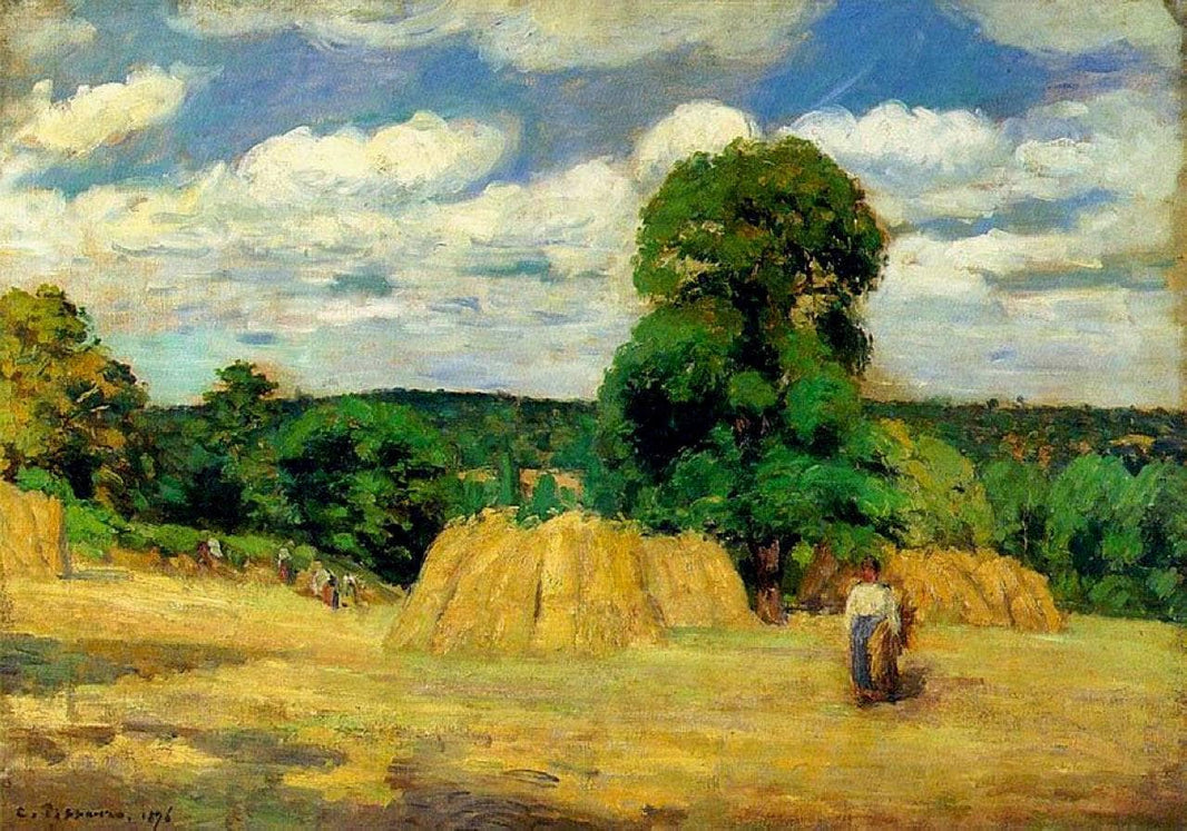 The Harvest at Montfoucault by Camille Pissarro — hand-painted botanical oil painting reproduction on canvas
