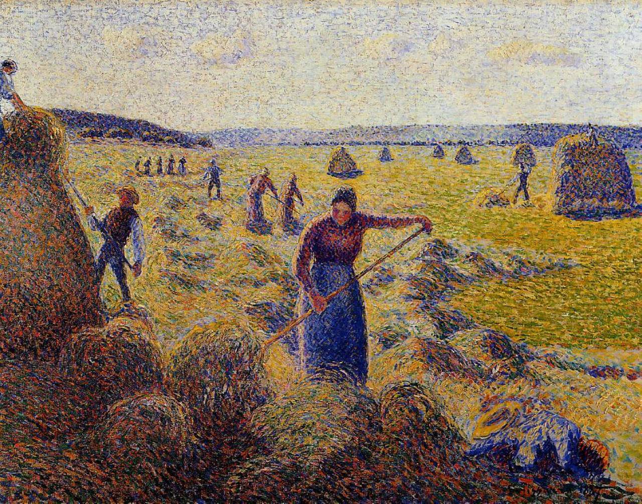 The Harvest of Hay in Eragny - Camille Pissarro