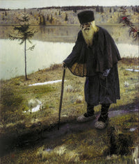 The Hermit by Mikhail Nesterov — hand-painted landscape oil painting reproduction on canvas