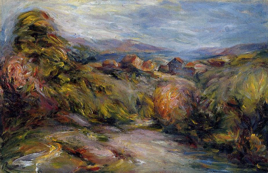 The Hills of Cagnes by Pierre-Auguste Renoir — hand-painted landscape oil painting reproduction on canvas