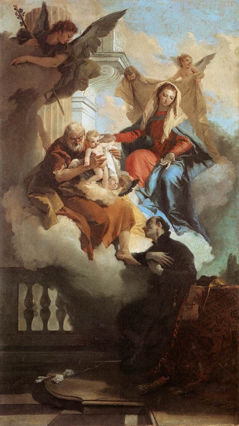 The Holy Family Appearing in a Vision to St Gaetano by Giovanni Battista Tiepolo — hand-painted cultural oil painting reproduction on canvas