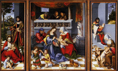 The Holy Family in kitchen