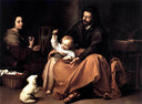 The Holy Family with the Little Bird by Bartolome Esteban Murillo — religion oil painting wall art, Baroque